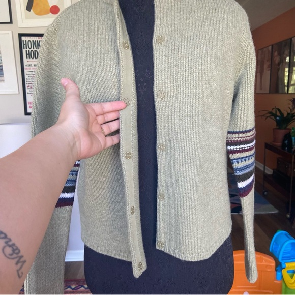 Nordstrom Long Sleeve Lambswool 90s Style Fall Button Up Cardigan Women’s Small - Picture 3 of 11